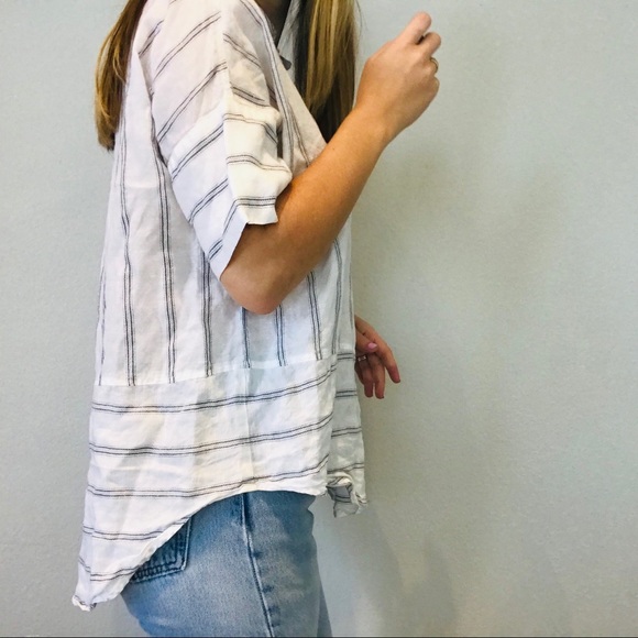 Athleta striped linen button down flowy top - Picture 5 of 8